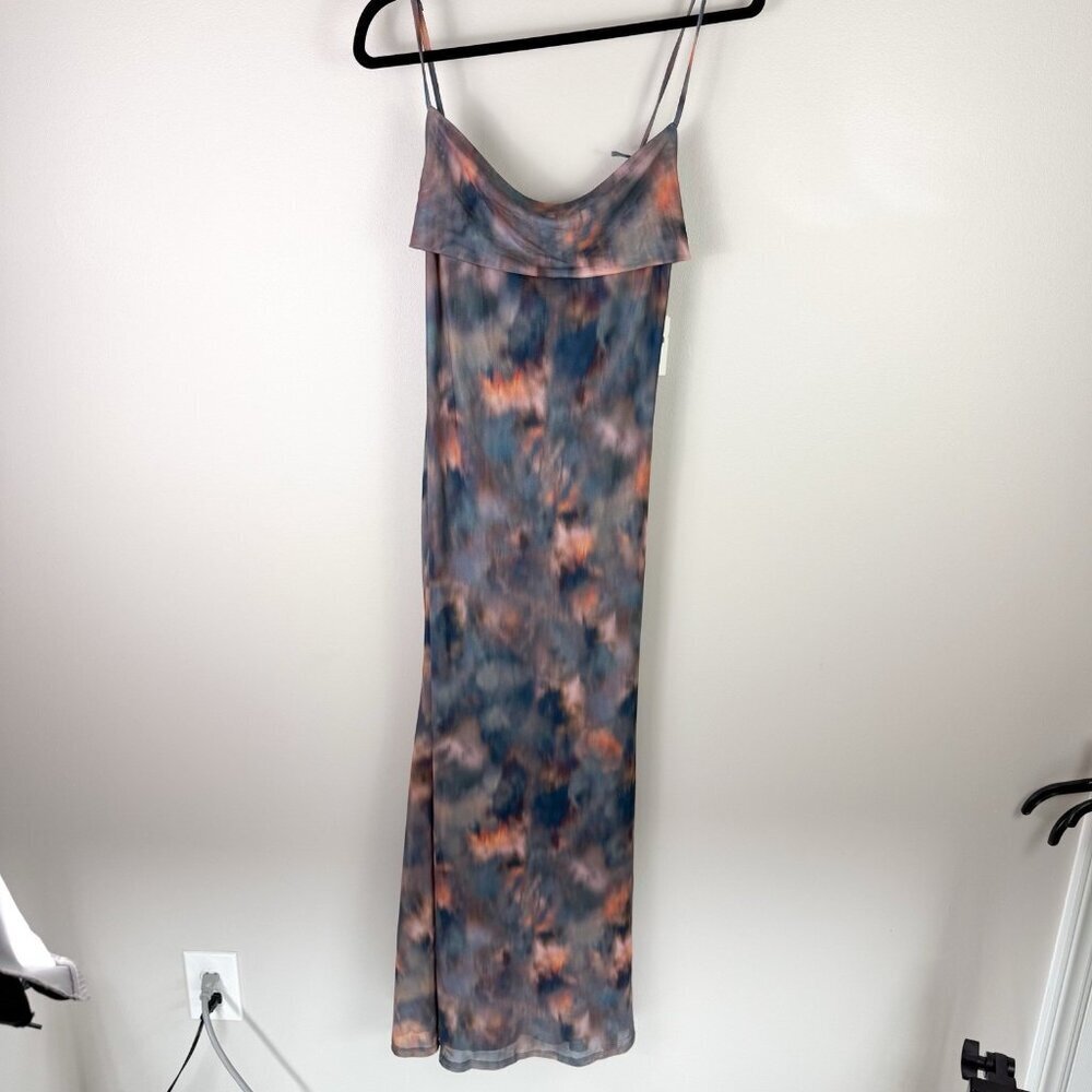Open Edit Slip Dress Small Multicolor Tie Dye Cowl Neck Spaghetti Strap Maxi - Picture 2 of 10